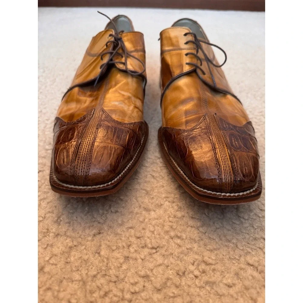 Belvedere Florence Genuine Crocodile Leather Italian Men's Dress Shoes Sz 13 M